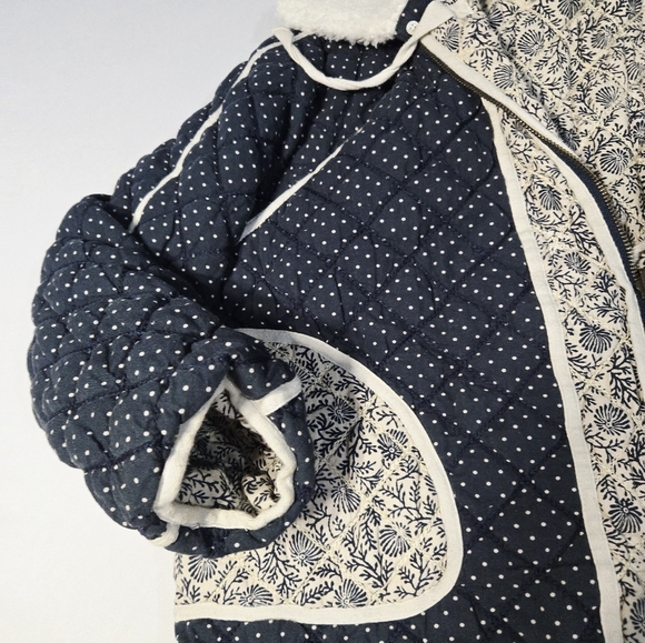 THE GREAT QUILTED NAVY & CREAM SHERPA COLLAR REVERSIBLE JACKET SZ XL - Picture 9 of 9